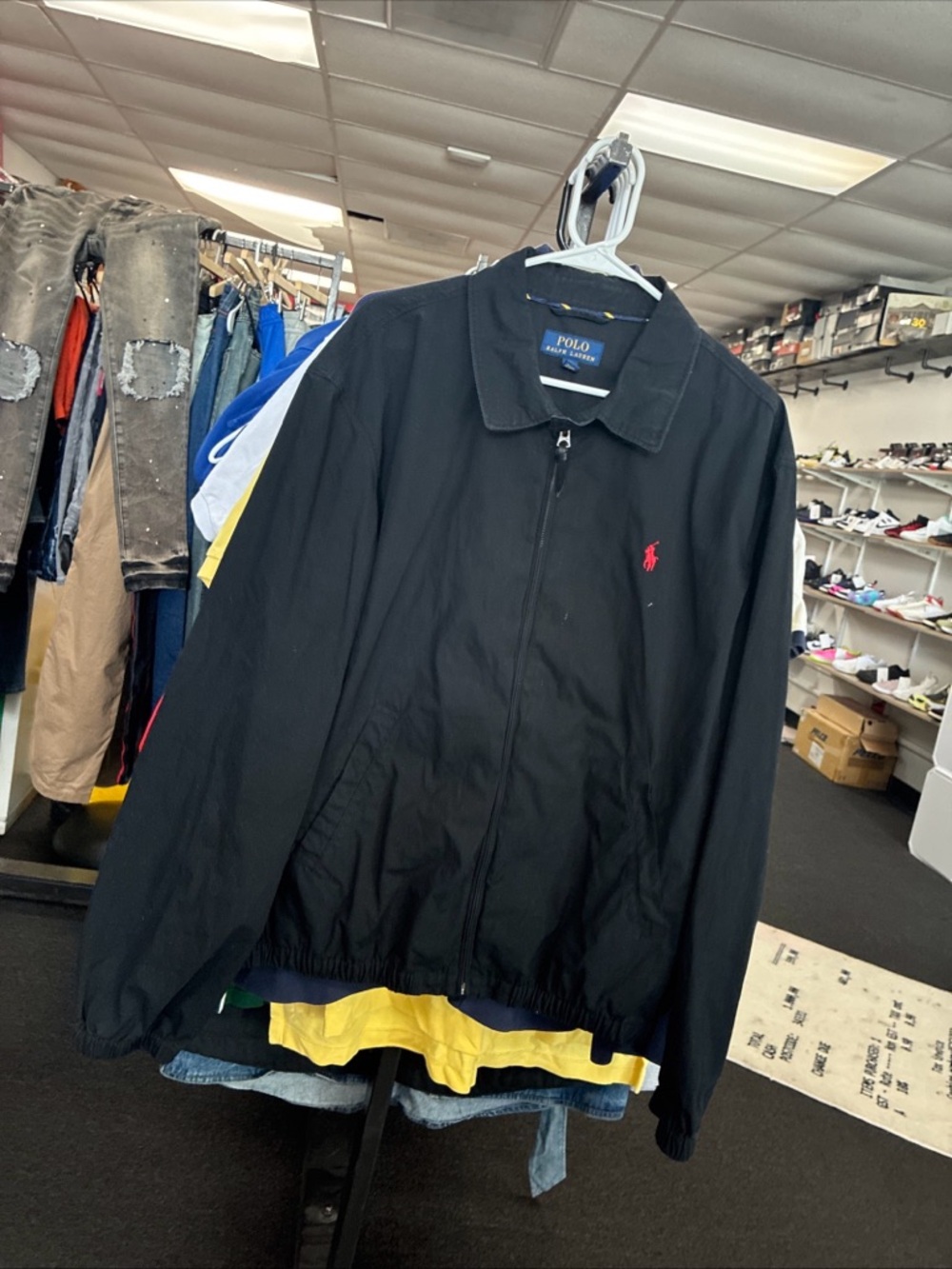 Vintage Polo Ralph Lauren Men’s Black Harrington Jacket XL Pre Owned Used